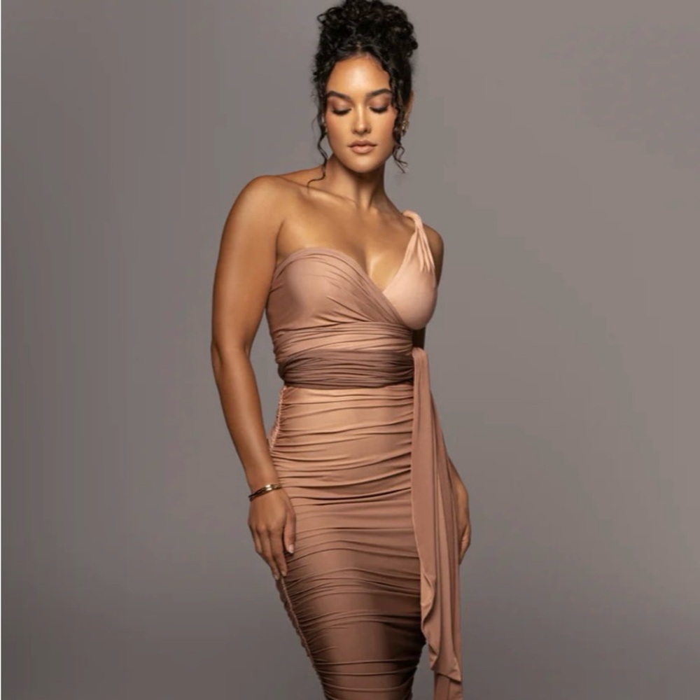 JLUXLABEL BROWN OMBRÉ EDGE OF ROMANCE MIDI DRESS BRAND NWT | Never Worn
